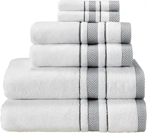 High Quality 6 PCS Towel Set 100% Egyptian Cotton Highly Absorbent Luxury Hotel & Spa Quality Bath Towels Set