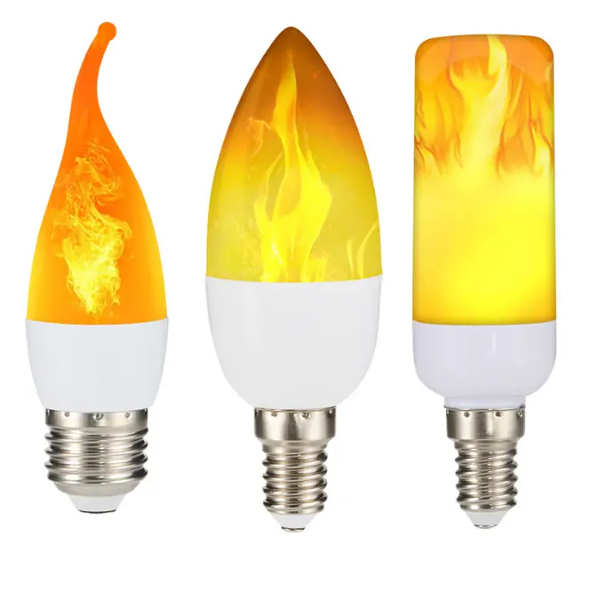 LED Burning Flicker Flame Effect Fire Light Bulb E27 B22 Decorative Lamp 12V/110V