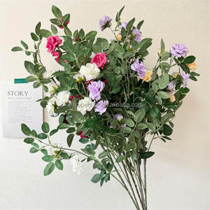 E-676 Vente en gros de roses artificielles à tiges longues multi-têtes, petites roses, fleurs artificielles, buisson - Product Image 1