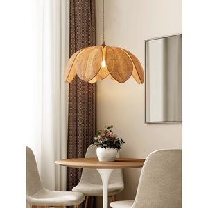 โคมไฟระย้ารูปกลีบดอกไม้หวายทอมือ E27 LED ทรงกลมสำหรับห้องนั่งเล่นห้องนอนร้านอาหารเกสต์เฮาส์ - Product Image 5