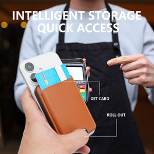 ¡Oferta! Funda magnética con soporte para teléfono, tarjetero de aluminio con bloqueo RFID, Cartera de cuero PU para hombre con soporte para teléfono <span class=keywords><strong>MagSafe</strong></span> - Product Image 6
