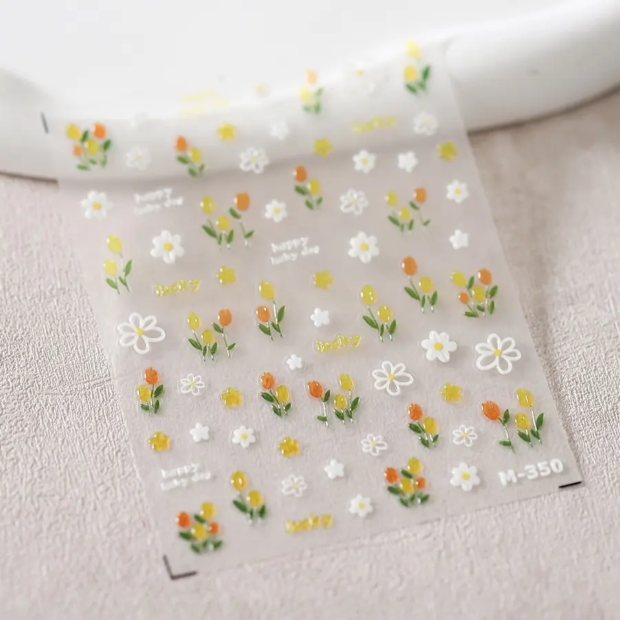 Nuevo diseño Premium DIY Nail Art Calcomanías Adhesivo Sliders Manicura Decoraciones Verano Flores 3D Nail Stickers