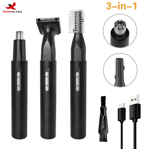 Tondeuse électrique rechargeable 3 en 1 pour le nez, les oreilles et la barbe avec batterie 500 mAh, vitesse de travail de 7000 tr/min pour la coupe des poils du visage des hommes - Product Image 1