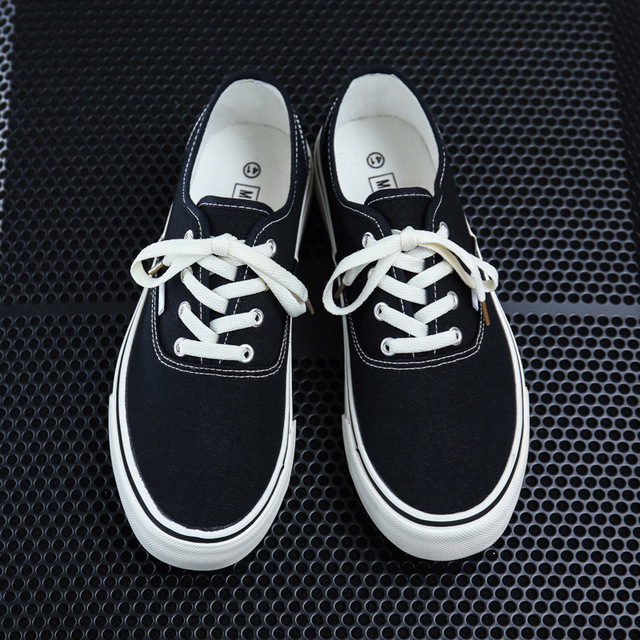 Men's Black Canvas Low-Top Casual Sneakers - White Laces & Sole, Lace-Up Design, Stylish Comfortable Daily Footwear