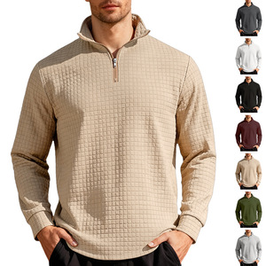 Sweat-shirt Homme Automne Hiver à Col Montant et Fermeture Éclair, Coupe Ample Décontractée, Motif à Carreaux, Avec Étiquette, Modèle Cross Border - Product Image 3