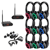 Headset Silent Disco 3 Saluran dengan Logo Kustom, UHF Over-ear, RF998B untuk Pesta DJ