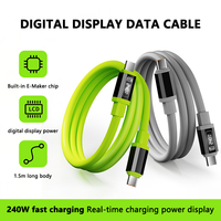 Câble de charge Type-C vers Type-C 240W avec affichage LED, chargeur rapide 6A, pour ordinateur portable et téléphone portable, blindage tressé, silicone, cuivre pur