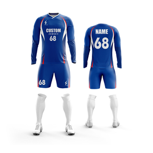 Camiseta de <span class=keywords><strong>Portero</strong></span> de Diseño Profesional Personalizada, Camiseta de Fútbol de Manga Larga, Uniformes de Fútbol Azul y Blanco, <span class=keywords><strong>Ropa</strong></span> de Entrenamiento - Product Image 4