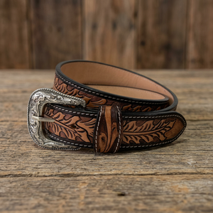 Cinturón Vaquero Occidental de Cuero Genuino para Hombre con Hebilla Metálica, Cinturón Vaquero Occidental de Cuero Repujado Hecho a Mano - Product Image 4