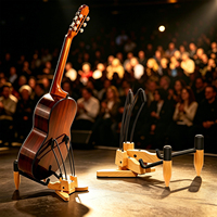 Factory OEM Foldable Natural Wooden Guitar Stand Floor Holder for Acoustic Classical Electric Bass Guitar Cello