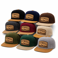 Casquette de baseball à visière plate en velours côtelé personnalisée OEM ODM avec patch brodé, fabricant de chapeaux streetwear à marque privée