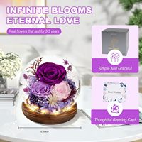 Rose éternelle préservée sous cloche en verre - Conservez les fleurs pendant 3 à 5 ans - Cadeaux pour la fête des mères, la Saint-Valentin, les anniversaires pour femmes