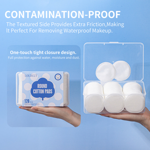 Boîte personnalisée imprimée, 120 tampons de <span class=keywords><strong>coton</strong></span> jetables à 3 couches de 5,8 cm pour démaquillage et nettoyage du visage, pour salon de beauté - Product Image 6