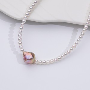 Venta al por mayor collar de perlas de bebé blanco 40 + 3cm ajustable agua dulce Akoya Strand 925 Cierre de plata esterlina - Product Image 4