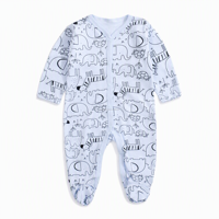 Pijama de Bebé con Estampado de Cactus, Mono de Algodón Blanco de Manga Larga Unisex para Recién Nacidos