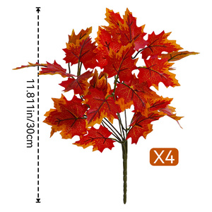 Feuilles d'érable artificielles, lot de feuilles d'automne artificielles, décorations de table pour Halloween, Thanksgiving, jardin, feuilles d'érable d'automne - Product Image 2