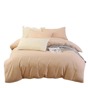 Dệt may nhà rắn màu polyester sợi nhỏ Duvet cover và gối bedding Set