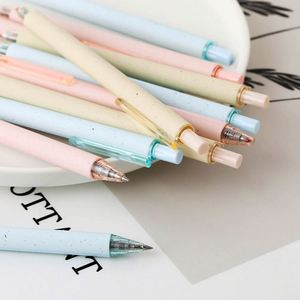 Stylo bille en paille de blé ABS, action facile par pression, pointe balle 1,0 mm, encre noire, écriture supérieure, couleur macaron - Product Image 3
