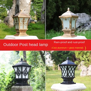 Le nouveau style américain européen laiton LED lampe extérieure en cuivre lampe en verre colonne de jardin lumière pilier lumière Villa jardin porte poste - Product Image 2