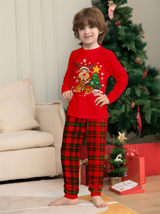 Ensemble de pyjamas de famille de Noël Red Deer Tree Print Sleepwear Tenues assorties pour <span class=keywords><strong>maman</strong></span> papa enfants - Product Image 6