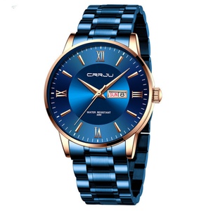 Montre à quartz pour homme étanche 3ATM, boîtier en alliage de 43 mm, cadran à aiguilles en verre, CRRJU 2175, loisirs, sports, affaires, bracelet en acier inoxydable - Product Image 3