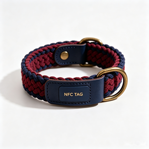 Collier tissé réglable pour animaux de compagnie avec puce NFC, boucle de collier, sangle de cou pour chiens de petite, moyenne et grande taille - Product Image 4