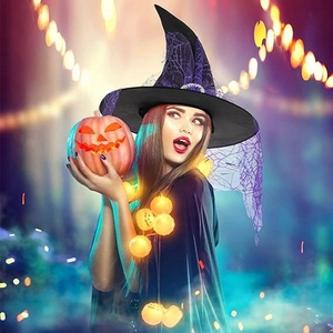 Chapeaux de sorcière d'Halloween en dentelle pour décoration Chapeau de sorcier Costume d'Halloween Sorcière - Product Image 6