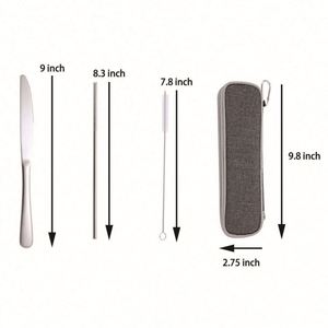 Juego de Cubiertos de Viaje de Acero Inoxidable Ecológico de 8 Piezas con Estuche, Personalizable con Logotipo, Portátil y Reutilizable - Product Image 3