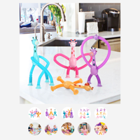 Décompression mignon dessin animé Animal girafe Led magique sensoriel extensible en plastique aspiration Pop Tube Fidget jouet ensembles pour bébé