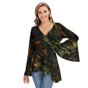 Drop Shipping atasan gambar tropis suku Polinesia dan blus kemeja kustom atasan Hawaii wanita atau blus wanita - Product Image 4