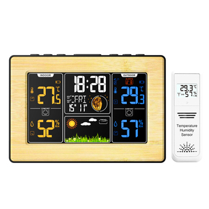 PROTMEX PT201B бамбуковая поверхность беспроводной цветной дисплей автоматический прогноз погоды электронные часы станция - Product Image 1