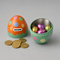Boîte à monnaie créative en forme d'œuf de Pâques, tirelire en métal avec fente pour enfants, emballage de bonbons et chocolats, boîte de rangement, cadeau, décoration