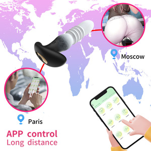 Tapón Anal Telescópico Vibrador de Silicona con Control Remoto por APP, Degradado Negro y Blanco, para Hombres, Uso Gay, Juguetes Sexuales al por Mayor - Product Image 2
