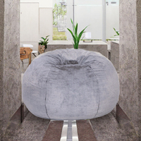 Fauteuil pouf moderne en velours côtelé gris pour adulte, chaise de loisirs portable pour chambre, salon, bureau à domicile