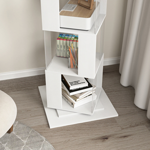 Estanterías de almacenamiento de cubo blanco moderno Estantería de madera de 4 niveles para sala de estar Muebles de nuevo diseño - Product Image 4
