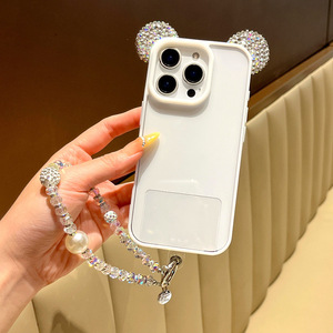 <span class=keywords><strong>Coque</strong></span> de téléphone <span class=keywords><strong>Mickey</strong></span> Ear Fashion entièrement ornée de strass pour <span class=keywords><strong>iPhone</strong></span> 17 16 15 Pro Max avec cordon de poignet perlé, <span class=keywords><strong>coque</strong></span> arrière transparente antichoc - Product Image 3