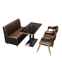Meubles de restaurant modernes, ensemble de table et de chaises de bar, ensemble de fauteuil en cuir bleu pour café, ensemble de table de bar, canapé pour salle à manger, café
