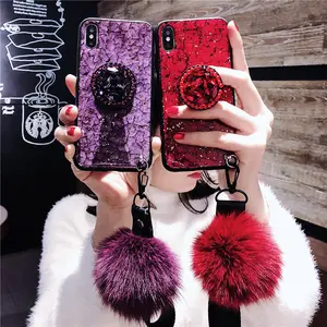 Diy Bling Diamond Glitter Holder Stand Phone Case Voor Iphone 11 Pro Max X Xr Xs Max 7 Plus 6 S Plus