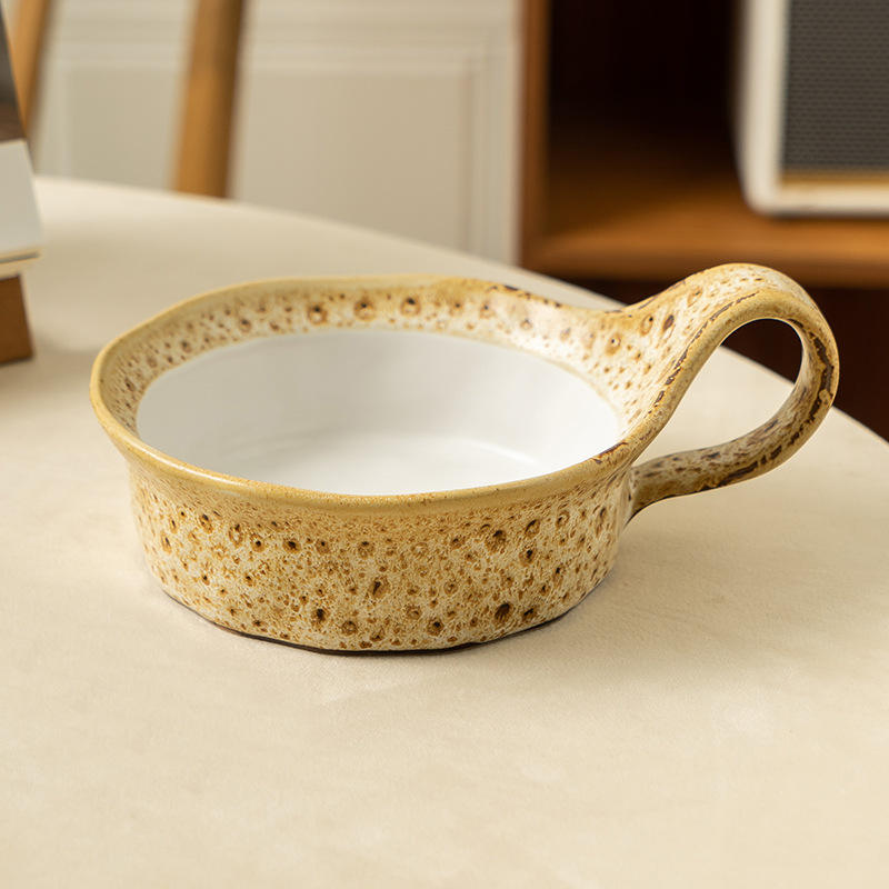Grande tasse de petit-déjeuner cuite au four à motif léopard beige