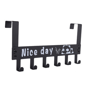 Cartoon <b>panda</b> 6-piece door hook, coat and hat storage hook, traceless, door-back style, nail-free, heavy-duty iron hook - Product Image 5