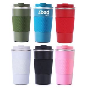 Mug de voyage isotherme avec logo personnalisé, couvercle anti-fuite, gobelet en acier inoxydable à double paroi pour boissons chaudes et froides - Product Image 1