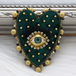 ハンドメイドインドシルクハート型の目の装飾生地パッチハイエンドの縫い付けビーズアクセサリー服バッグ帽子DIY - Product Image 3
