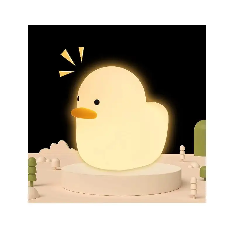 Hot sale in 2023 stuffy duck sleeping small night light nursery soft silicone night light nursing cute baby bedside lamp