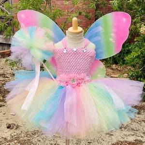 Neuankömmling 2-8Y Mädchen Tutu Kleid Kinder Halloween Prinzessin Ballkleid Luxus Blume Fee Party Cosplay Schmetterling Flügel Kostüm - Product Image 4
