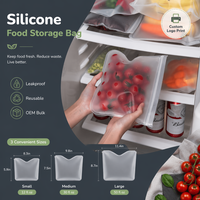 Produits écologiques à succès 2026 Contenant étanche à fermeture éclair Emballage alimentaire frais Réutilisable Sac de conservation alimentaire en silicone PEVA à fermeture éclair