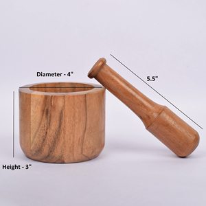 Acacia <b>Wood</b> Mortar and Pestle for Garlic Pepper Herb Crusher Kitchen Utensils - Product Image 3