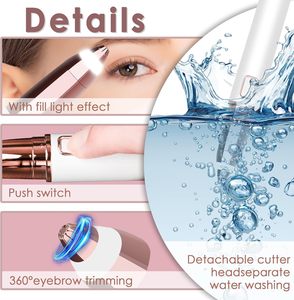 2-in-1 Lightweight Rechargeable Facial Hair Eyebrow Trimmer Waterproof Rotating <b>Disc</b> English Household Epilator for Men Women - Product Image 6