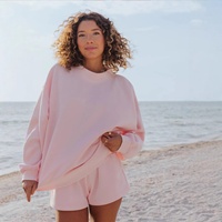 Nouvel ensemble décontracté pull col rond et pantalon à manches longues en polaire couleur unie pour femme, en polyester
