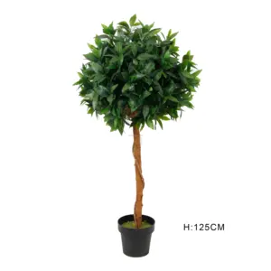 Venta al por mayor de la Fábrica de la planta de 125CM, de plástico, Laurel Real de madera de tronco maceta falsa Laurel Artificial al aire libre Topiary Bay Tree