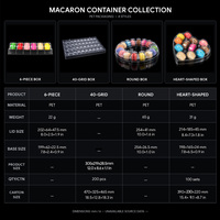 Vente chaude Boîte de présentation en plastique transparent pour macarons, plateau rectangulaire en PET, 40 macarons, emballage en gros